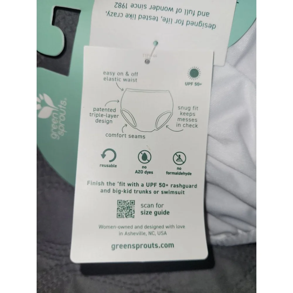 Baby Green Sprouts White Eco Pull-Up Swim Diaper One Size